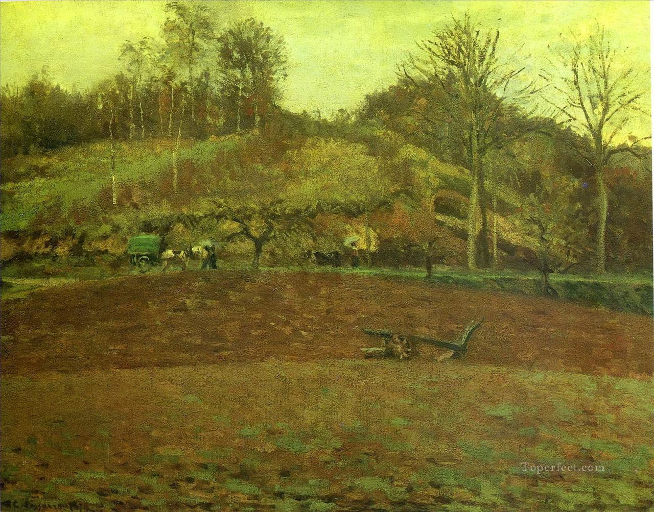 ploughland 1874 Camille Pissarro scenery Oil Paintings